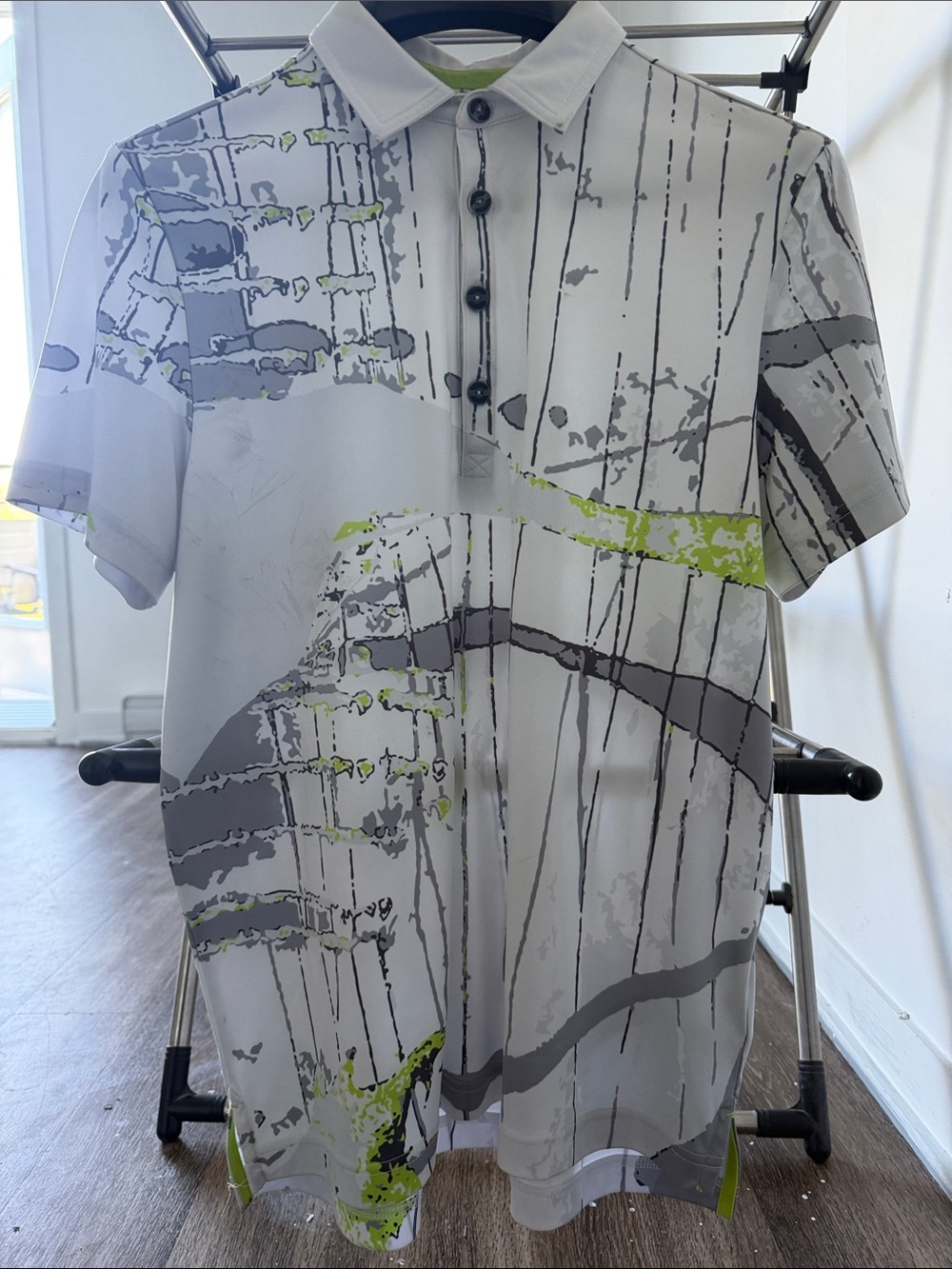 Golf White Polo JAMIE SADOCK with Gray and Lime Accents